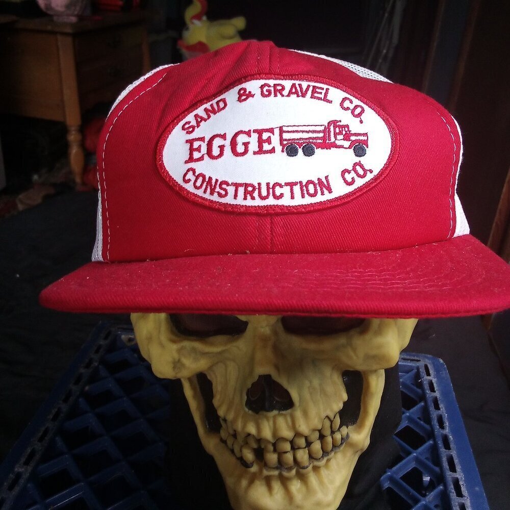 DS Vintage Egge Construction Sand & Gravel Co. Snap Trucker Hat Cap